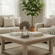 Paige Abstract Table Decor | Carved Details on Brown Paulownia Wood 20"