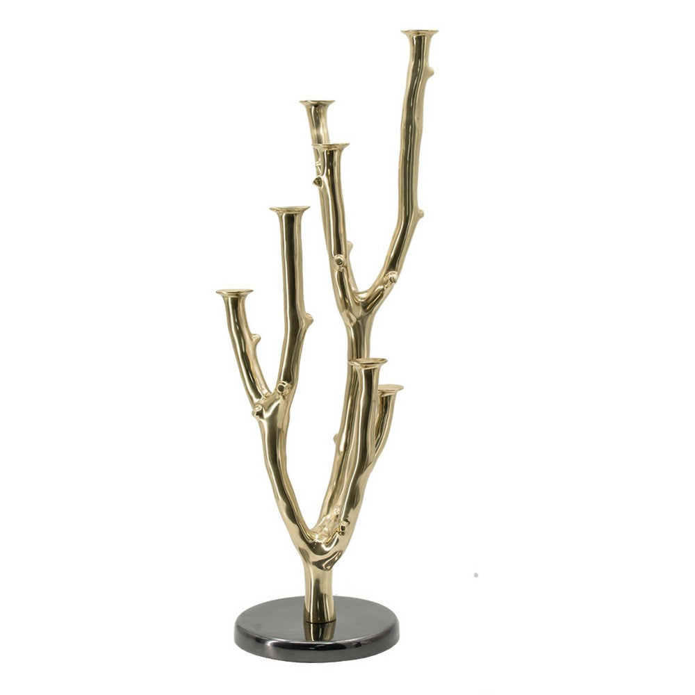 Lydia Multi-Taper Candle Holder | Branching-Stem Design | 38" Gold Metal