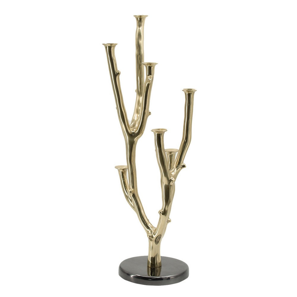 Lydia Multi-Taper Candle Holder | Branching-Stem Design | 38" Gold Metal