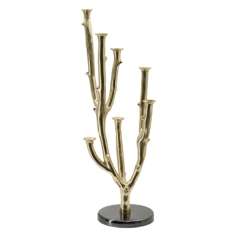 Lydia Multi-Taper Candle Holder | Branching-Stem Design | 38" Gold Metal