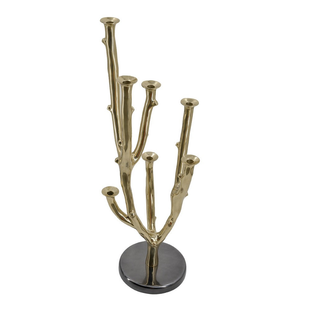 Lydia Multi-Taper Candle Holder | Branching-Stem Design | 38" Gold Metal