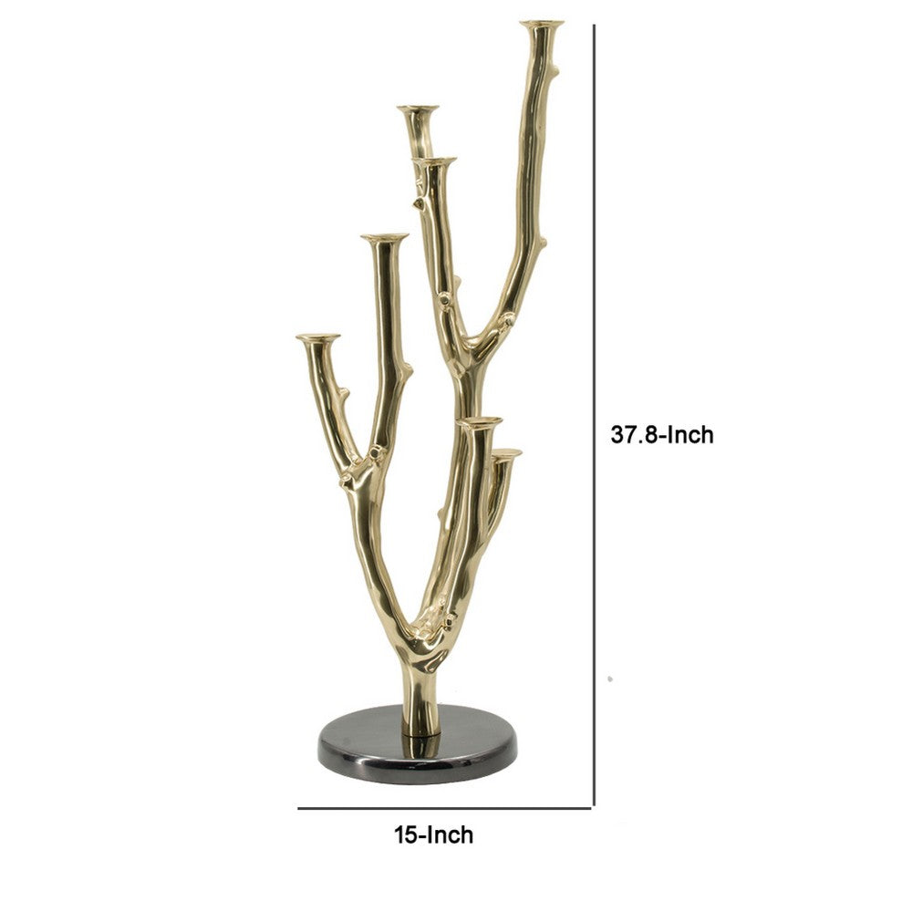 Lydia Multi-Taper Candle Holder | Branching-Stem Design | 38" Gold Metal