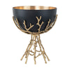 Elsie Decorative Bowl | Gold Twig Branch-Style Base | Black Aluminum 13"