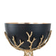 Elsie Decorative Bowl | Gold Twig Branch-Style Base | Black Aluminum 13"