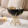 Elsie Decorative Bowl | Gold Twig Branch-Style Base | Black Aluminum 13"