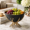 Elsie Decorative Bowl | Gold Twig Branch Base | Black Aluminum 12"
