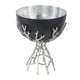 Elsie Hammered Decorative Bowl | Nickel Twig Base | Black Aluminum 14"