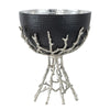 Elsie Hammered Decorative Bowl | Nickel Twig Base | Black Aluminum 14"