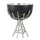 Elsie Hammered Decorative Bowl | Nickel Twig Base | Black Aluminum 14"