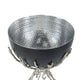 Elsie Hammered Decorative Bowl | Nickel Twig Base | Black Aluminum 14"