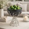 Elsie Hammered Decorative Bowl | Nickel Twig Base | Black Aluminum 14"