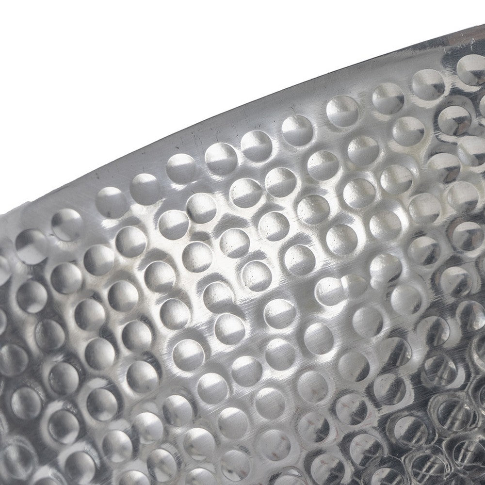 Elsie Hammered Decorative Bowl | Nickel Twig Base | Silver Aluminum 11"
