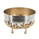 Diane Hammered Bowl with Raised Floral Stand | Silver-Gold Aluminum 13"