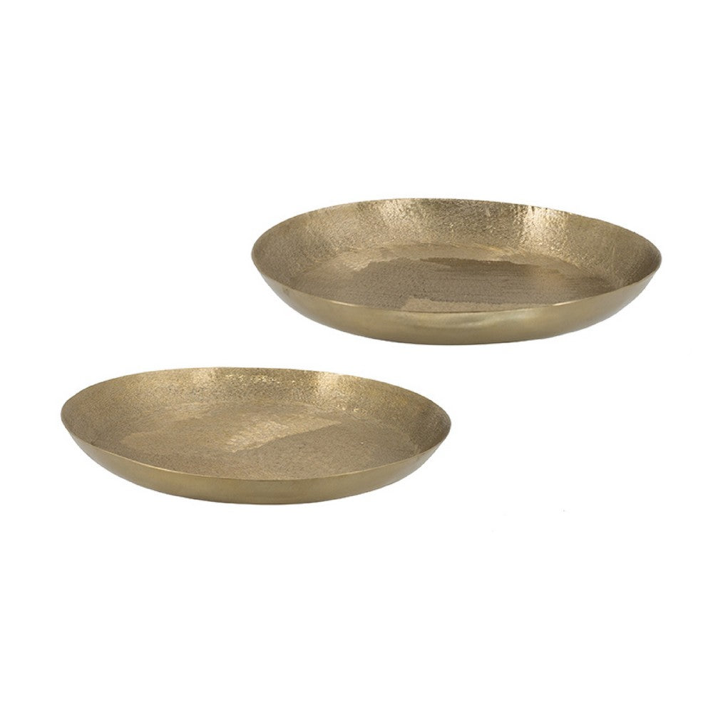 Amber Decorative Plates Set of 2 | Hammered Texture Gold Aluminum 14 13"