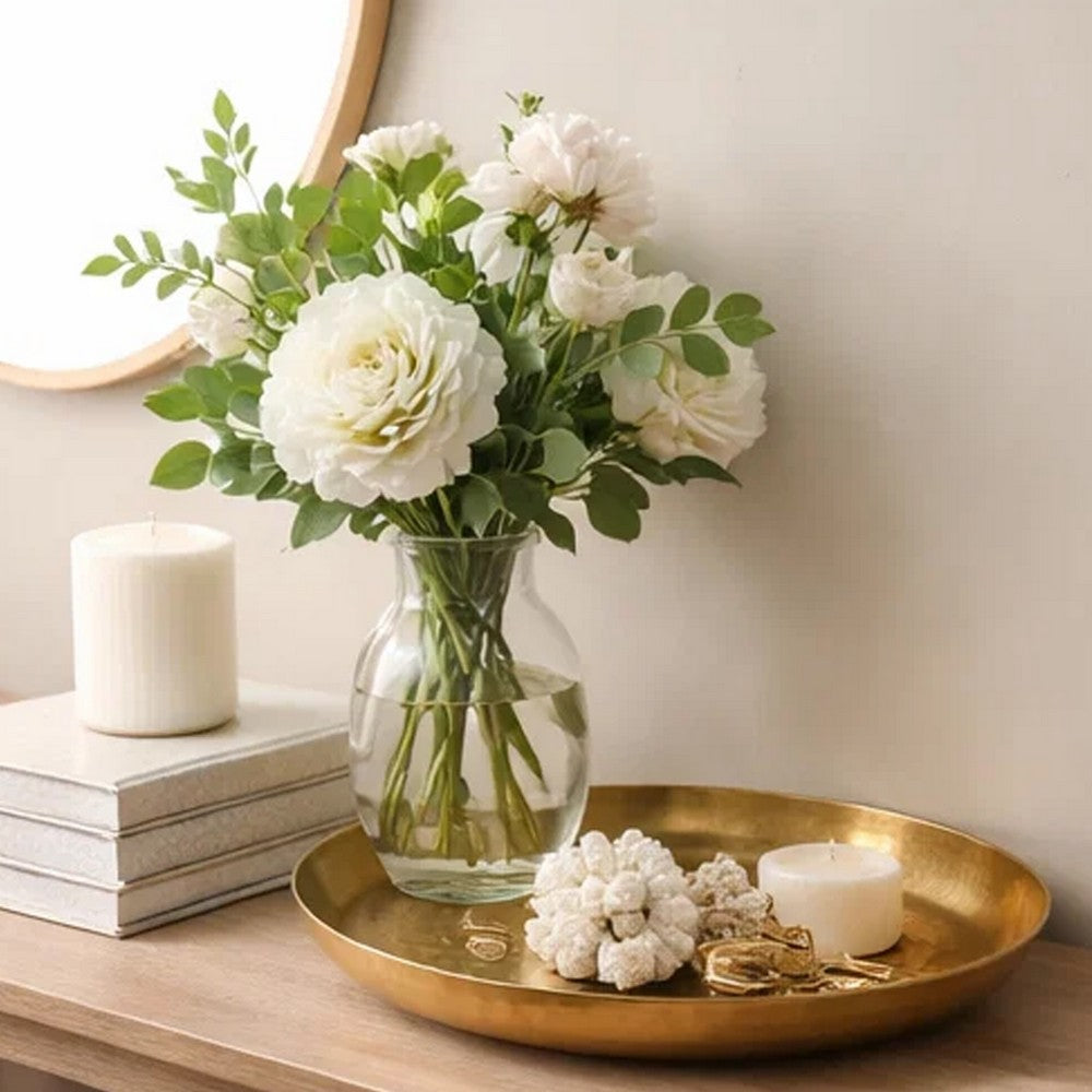 Amber Decorative Plates Set of 2 | Hammered Texture Gold Aluminum 14 13"