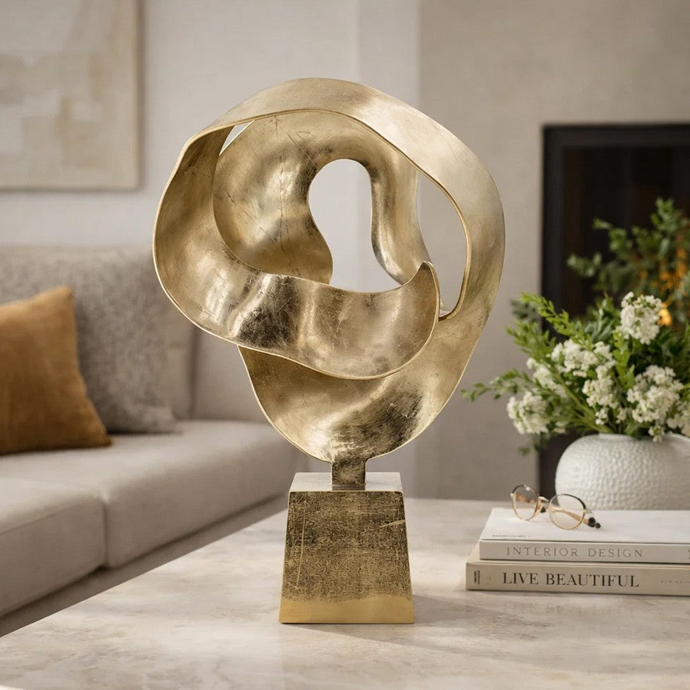 Hanna Decorative Sculpture | Abstract Form Finish | Gold Aluminum 25"