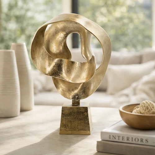 Hanna Decorative Sculpture | Abstract Form Finish | Gold Aluminum 25"