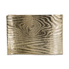 Opal Wavy Rectangular Vase | Grain Pattern Curved Rim Gold Aluminum 10"