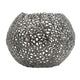 Maia Round Vase with Openwork Design | Hollow Form | Black Aluminum 16"