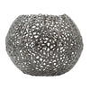 Maia Round Vase with Openwork Design | Hollow Form | Black Aluminum 16"
