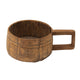 Round Antique Bowl | Square Handle | Hand Carved | Rustic Brown Wood 12"