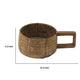 Round Antique Bowl | Square Handle | Hand Carved | Rustic Brown Wood 12"