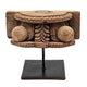 Drex Authentic Accented Wood Decorative Pillar | Black Metal Stand 15"