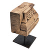 Drex Authentic Accented Wood Decorative Pillar | Black Metal Stand 15"