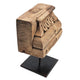 Drex Authentic Accented Wood Decorative Pillar | Black Metal Stand 15"