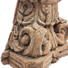 Mae Hand-Carved Decorative Pillar | Metal Stand | Antique Wood 16"
