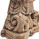Mae Hand-Carved Decorative Pillar | Metal Stand | Antique Wood 16"