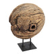 Otis Decorative Pulley Wheel on Metal Stand | Brown Aged Wood 18"