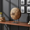 Otis Decorative Pulley Wheel on Metal Stand | Brown Aged Wood 18"