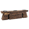 Emery Antique Carved 3-Pillar Candle Holder | Metal | Brown Old Wood 20"
