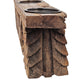Emery Antique Carved 3-Pillar Candle Holder | Metal | Brown Old Wood 20"