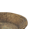 Molly Antique Round Parrat | Hand Carved Texture | Brown Solid Wood 19"