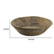 Molly Antique Round Parrat | Hand Carved Texture | Brown Solid Wood 19"