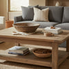 Molly Antique Round Parrat | Hand Carved Texture | Brown Solid Wood 19"