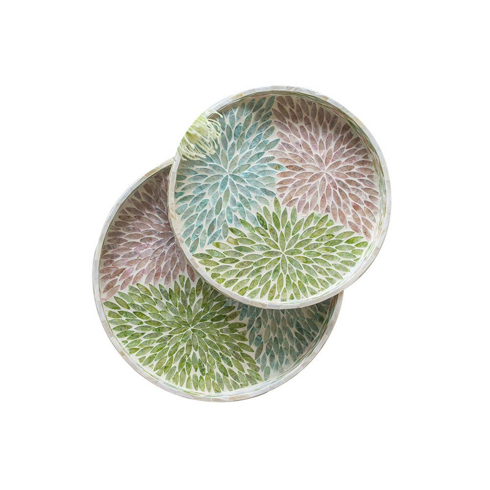 Milo Decorative Round Tray | Mosaic Surface | Multi-Color Capiz Shell 14"