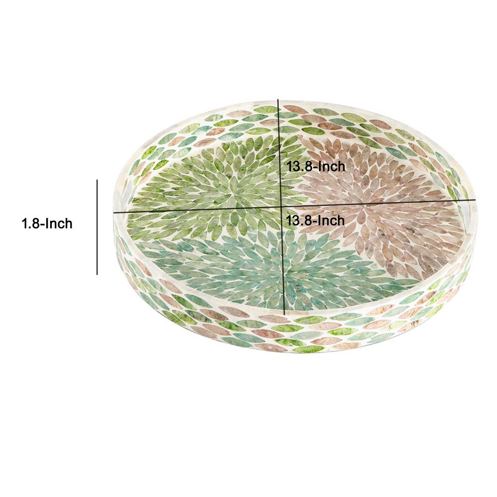 Milo Decorative Round Tray | Mosaic Surface | Multi-Color Capiz Shell 14"