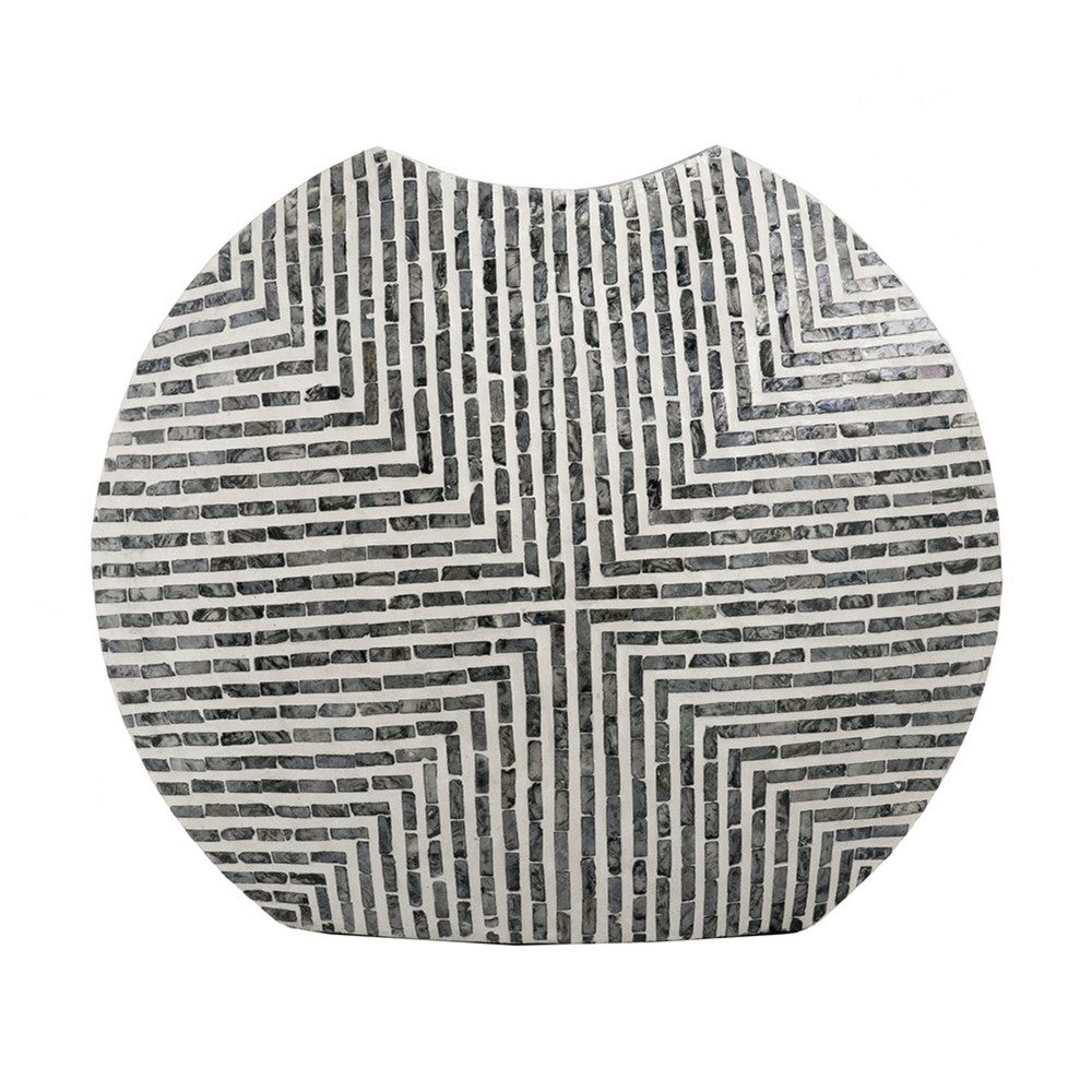 Dirk Modern Oval Vase | Capiz Inlay | Retro Black and White 24"