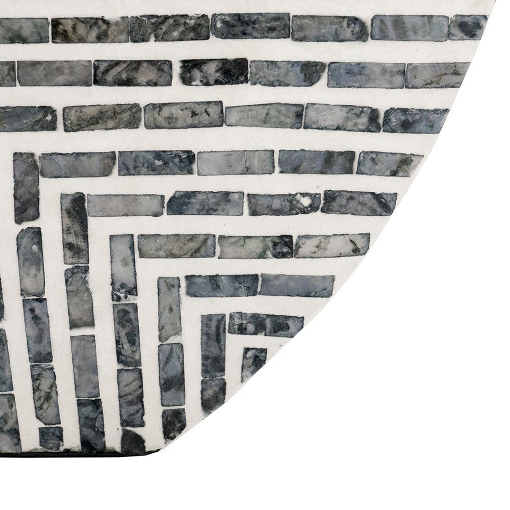 Dirk Modern Oval Vase | Capiz Inlay | Retro Black and White 24"