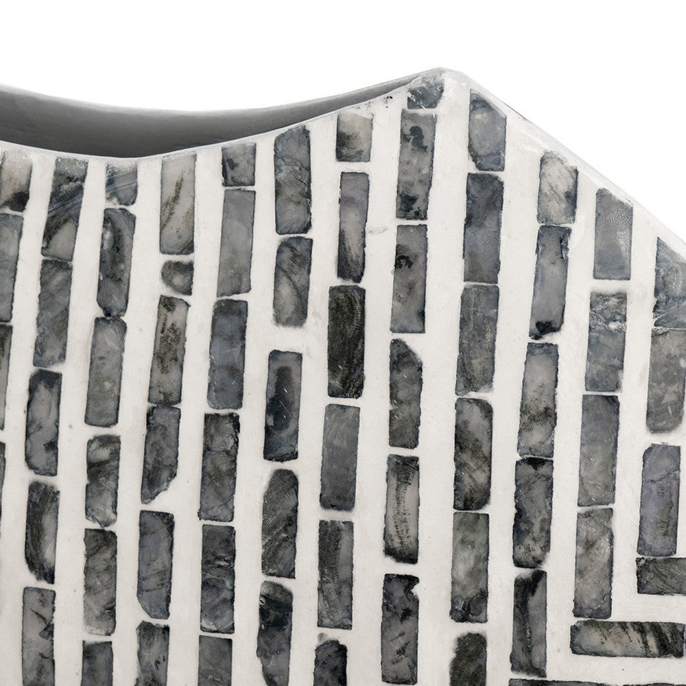 Dirk Modern Oval Vase | Capiz Inlay | Retro Black and White 24"