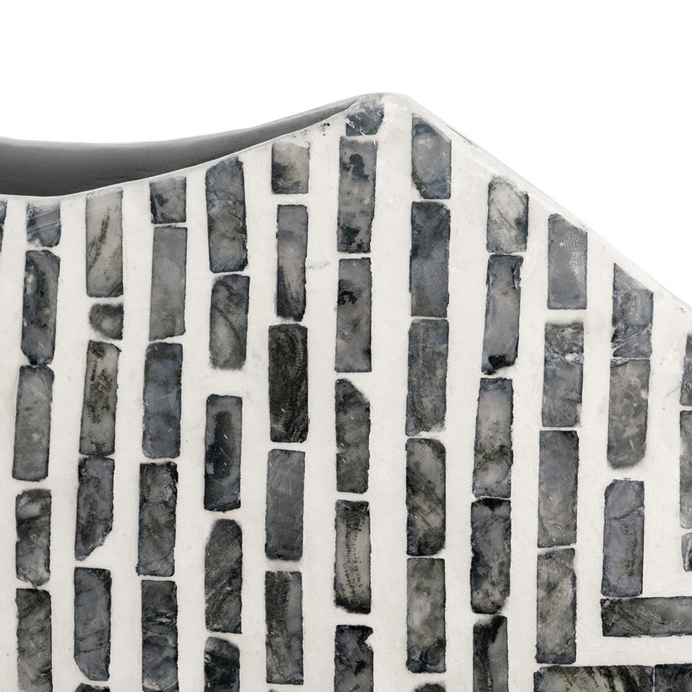 Dirk Modern Oval Vase | Capiz Inlay | Retro Black and White 24"