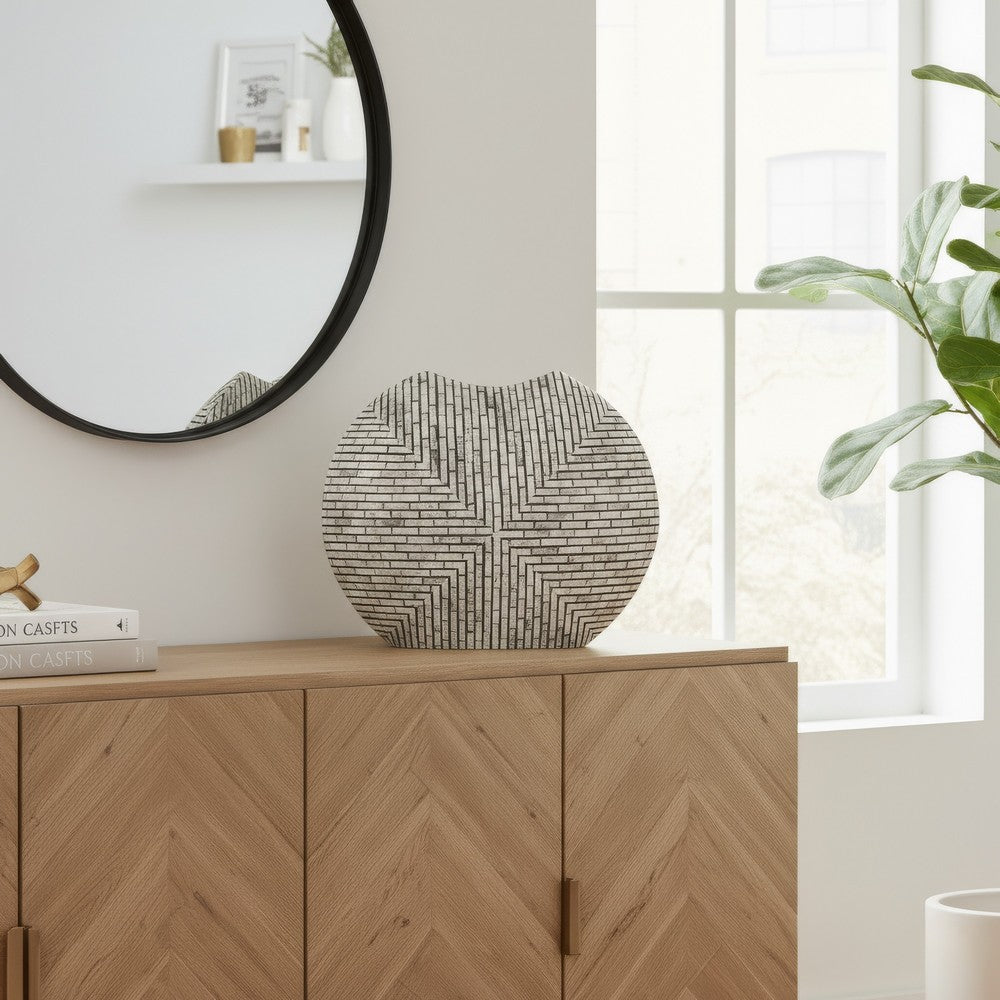 Dirk Modern Oval Vase | Capiz Inlay | Retro Black and White 24"