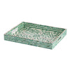 Berty Rectangular Decorative Tray | Mosaic Pattern Green-White Capiz 18"