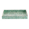Berty Rectangular Decorative Tray | Mosaic Pattern Green-White Capiz 18"