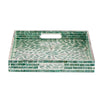 Berty Rectangular Decorative Tray | Mosaic Pattern Green-White Capiz 18"