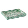 Berty Rectangular Decorative Tray | Mosaic Pattern Green-White Capiz 18"