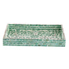 Berty Rectangular Decorative Tray | Mosaic Pattern Green-White Capiz 15"